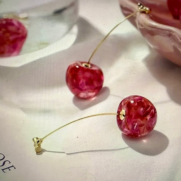 NEW Cherry Gold Drop Earrings - Picture 5 of 6